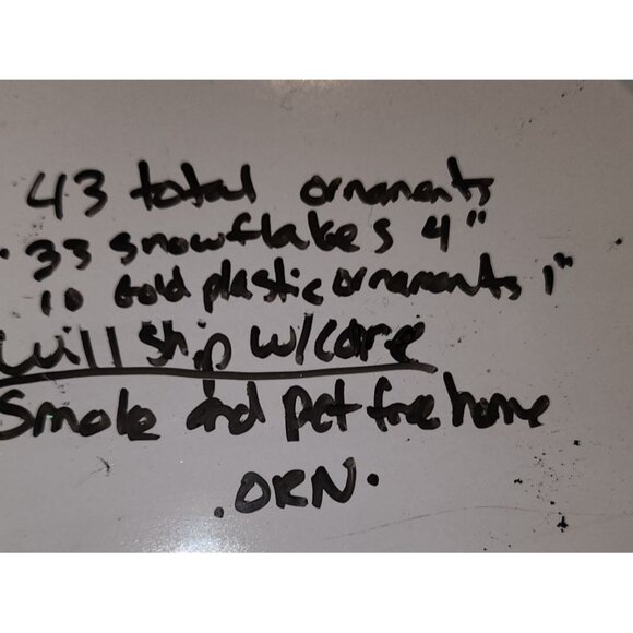 43 White Glitter Snowflake Christmas Table Decor Gold Ornaments Set - Picture 8 of 8